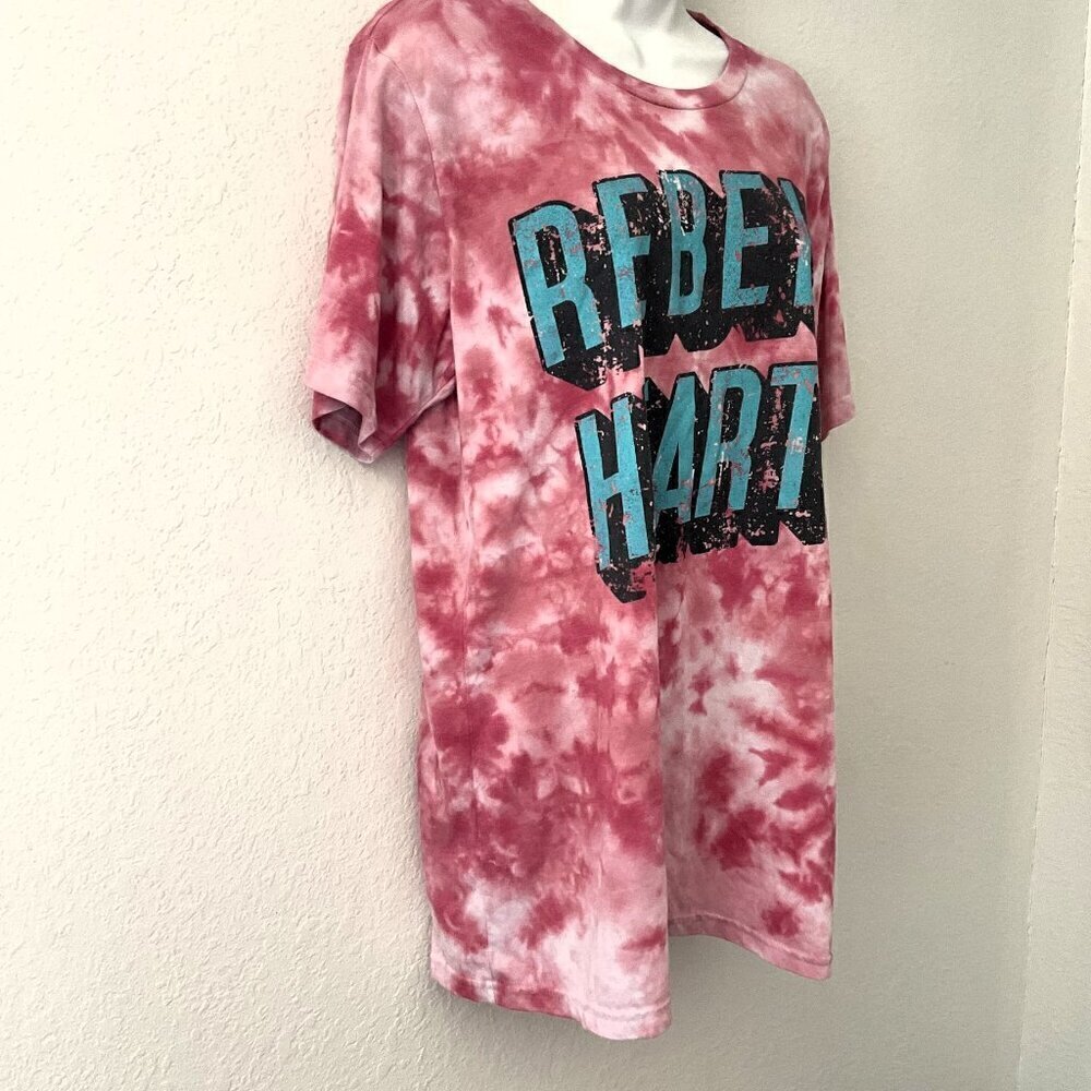 Texas True Threads Rebel Heart Tie Dye Graphic Tee L